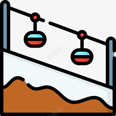 缆车车厢冬季自然14线性颜色图标