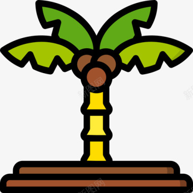 棕榈树植物31线形颜色图标图标