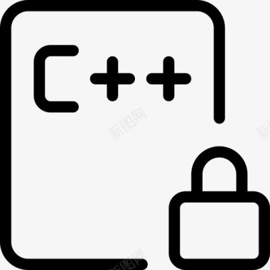 锁定网络应用程序编码文件3线性图标