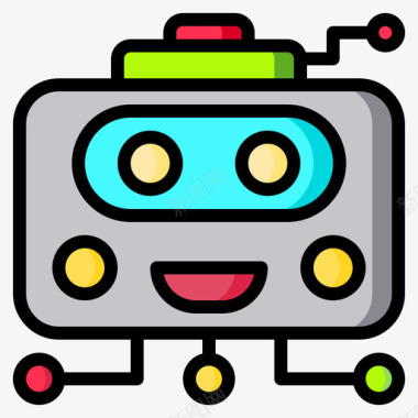 机器人人工智能100线性彩色图标
