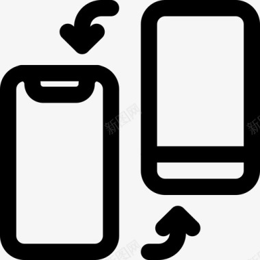 智能手机电话和手机1线性图标