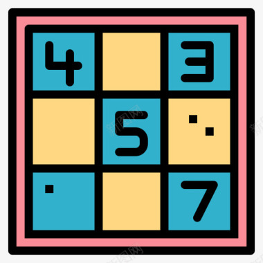 数独棋盘游戏3线性颜色图标