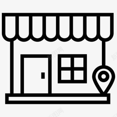 购物商店位置建筑建筑地址图标