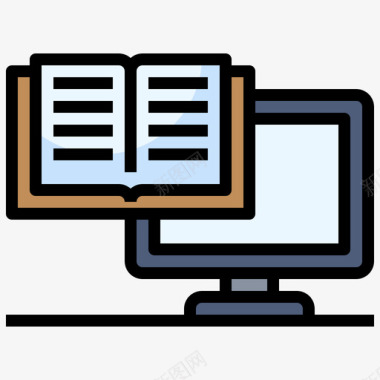 电子书教育和在线学习线性颜色图标