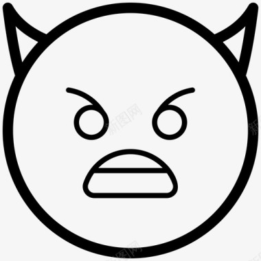 愤怒的魔鬼脸表情符号情绪图标