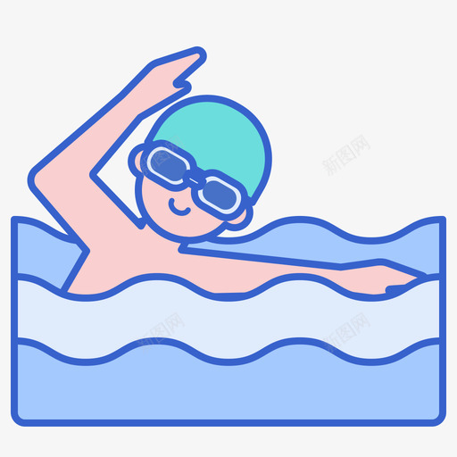 游泳运动员水上运动2线性颜色svg_新图网 https://ixintu.com 游泳 运动员 水上运动 线性 颜色