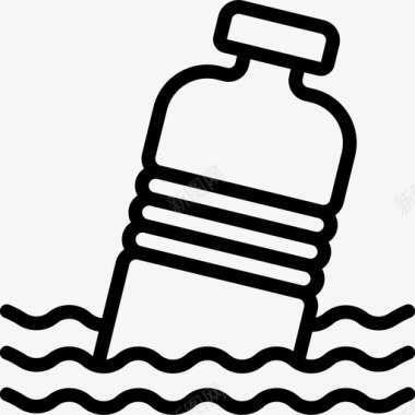 塑料瓶污染42线性图标