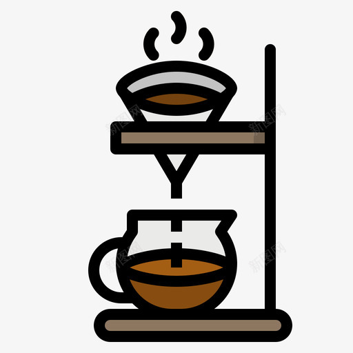 咖啡笔咖啡壶4线性颜色svg_新图网 https://ixintu.com 咖啡 咖啡壶 线性 颜色