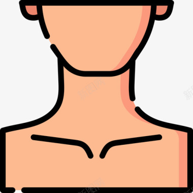 颈部人体5线状颜色图标