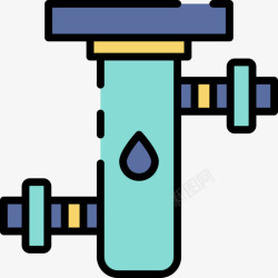 滤水器滤水器管道工38线性颜色图标高清图片