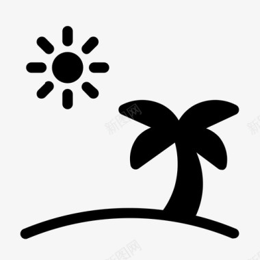 海滩岛屿夏季字形图标图标