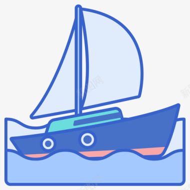 帆船水上运动2线性颜色图标