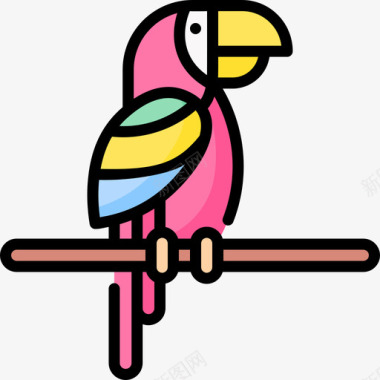 鹦鹉宠物店92线性颜色图标