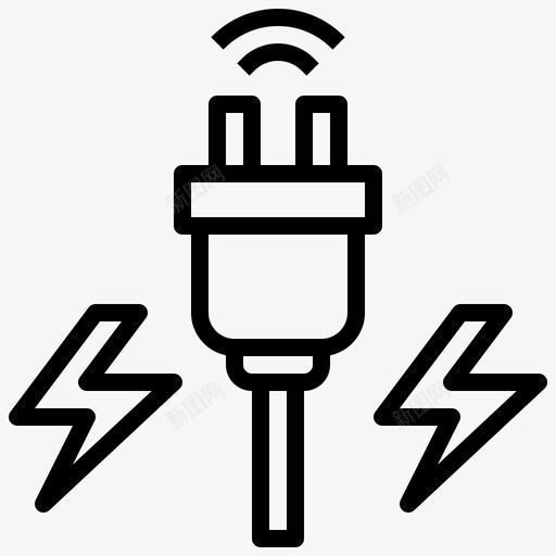 插头智能技术22线性图标svg_新图网 https://ixintu.com 技术 插头 智能 线性