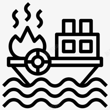 船救援和反应6直线型图标