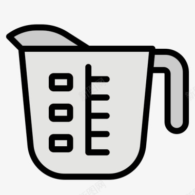 量杯咖啡壶4线性颜色图标
