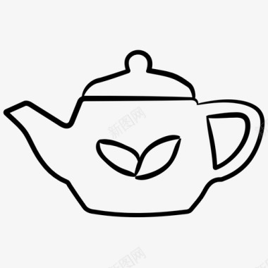 茶壶水壶咖啡店手绘图标图标