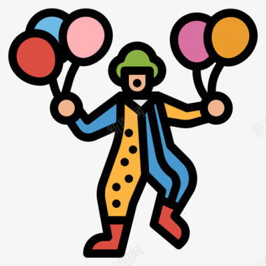小丑庆祝40岁线性颜色图标图标