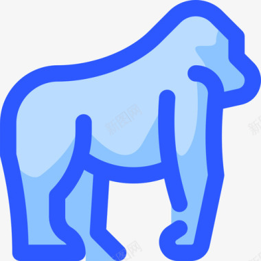 大猩猩野生动物8蓝色图标图标