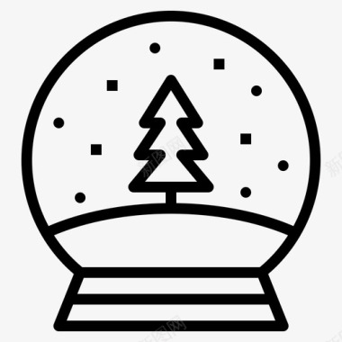 雪花地球仪圣诞节269轮廓图标图标