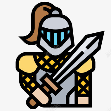 骑士中世纪67线性颜色图标