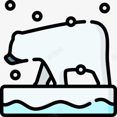 北极熊冬季自然14线性颜色图标图标