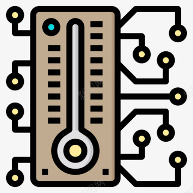 温度智慧城市39线性颜色图标