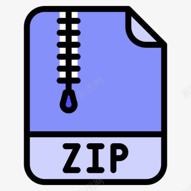 Zip文件扩展名线性颜色图标
