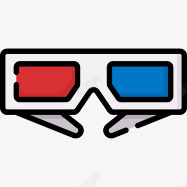 3d眼镜电影99线性彩色图标图标