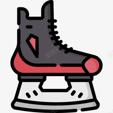 溜冰鞋曲棍球38直线颜色图标图标