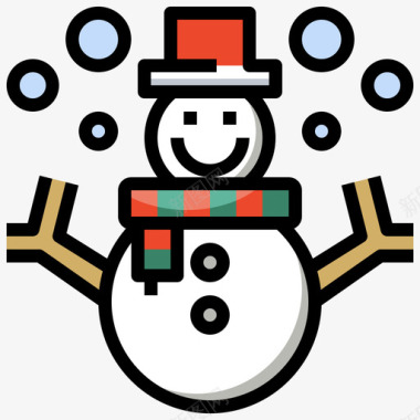 雪人圣诞317线性颜色图标图标