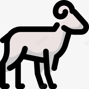 公羊野生动物7只线形颜色图标