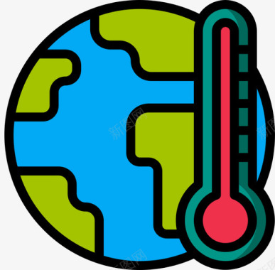 全球变暖污染41线性颜色图标图标