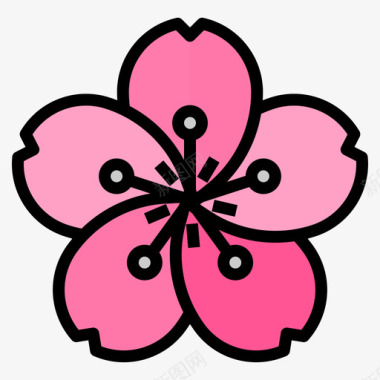 樱花日本68线形颜色图标图标