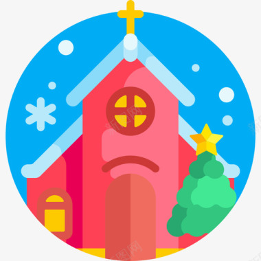 圣诞节教堂公寓图标图标