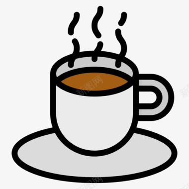 热咖啡咖啡机4线性颜色图标