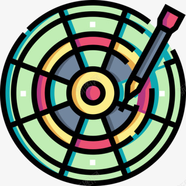 飞镖赌场90线性颜色图标图标