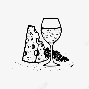 葡萄酒和奶酪饮料食品图标