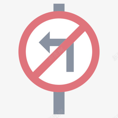 左转交通标志31号平坦图标