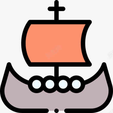 船维京海盗25线性颜色图标