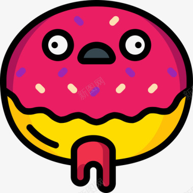 甜甜圈夜生活食品1线性颜色图标图标