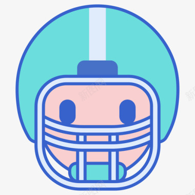 足球头盔美式足球线颜色图标