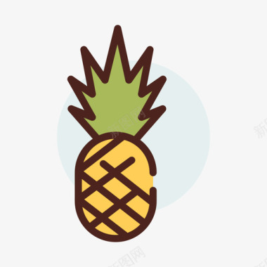 菠萝夏季118线形颜色图标图标