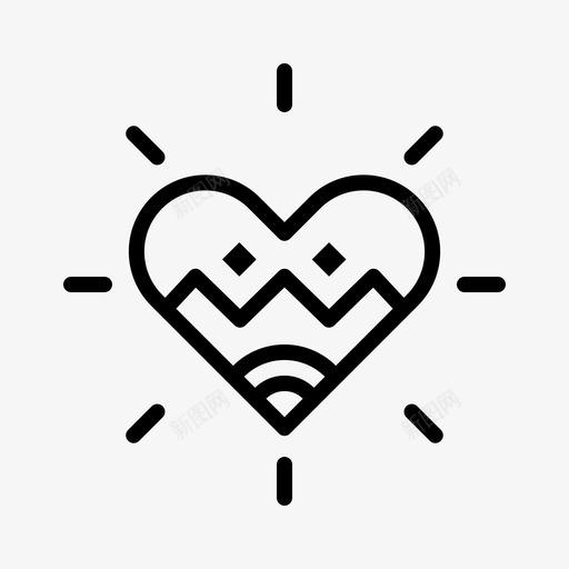 心脏波西米亚风格18直线型图标svg_新图网 https://ixintu.com 心脏 波西 直线 米亚 线型 风格