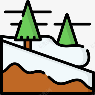 雪崩冬季自然14线性颜色图标