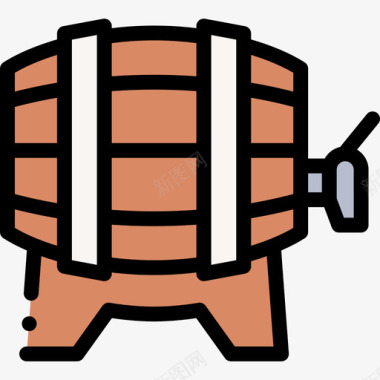 桶装啤酒49线性颜色图标图标