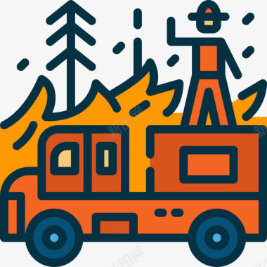 消防员野火4线性颜色图标图标