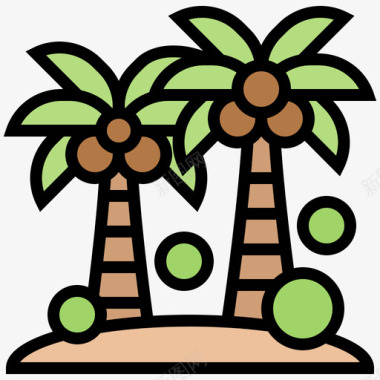 椰子夏季122线形颜色图标