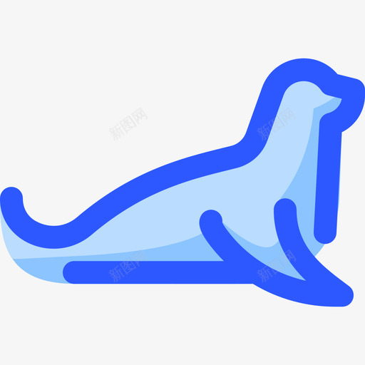海豹野生动物8蓝色图标svg_新图网 https://ixintu.com 海豹 蓝色 野生动物