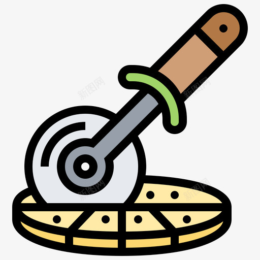 比萨切割机厨房工具38线性颜色svg_新图网 https://ixintu.com 比萨 切割机 厨房 工具 线性 颜色